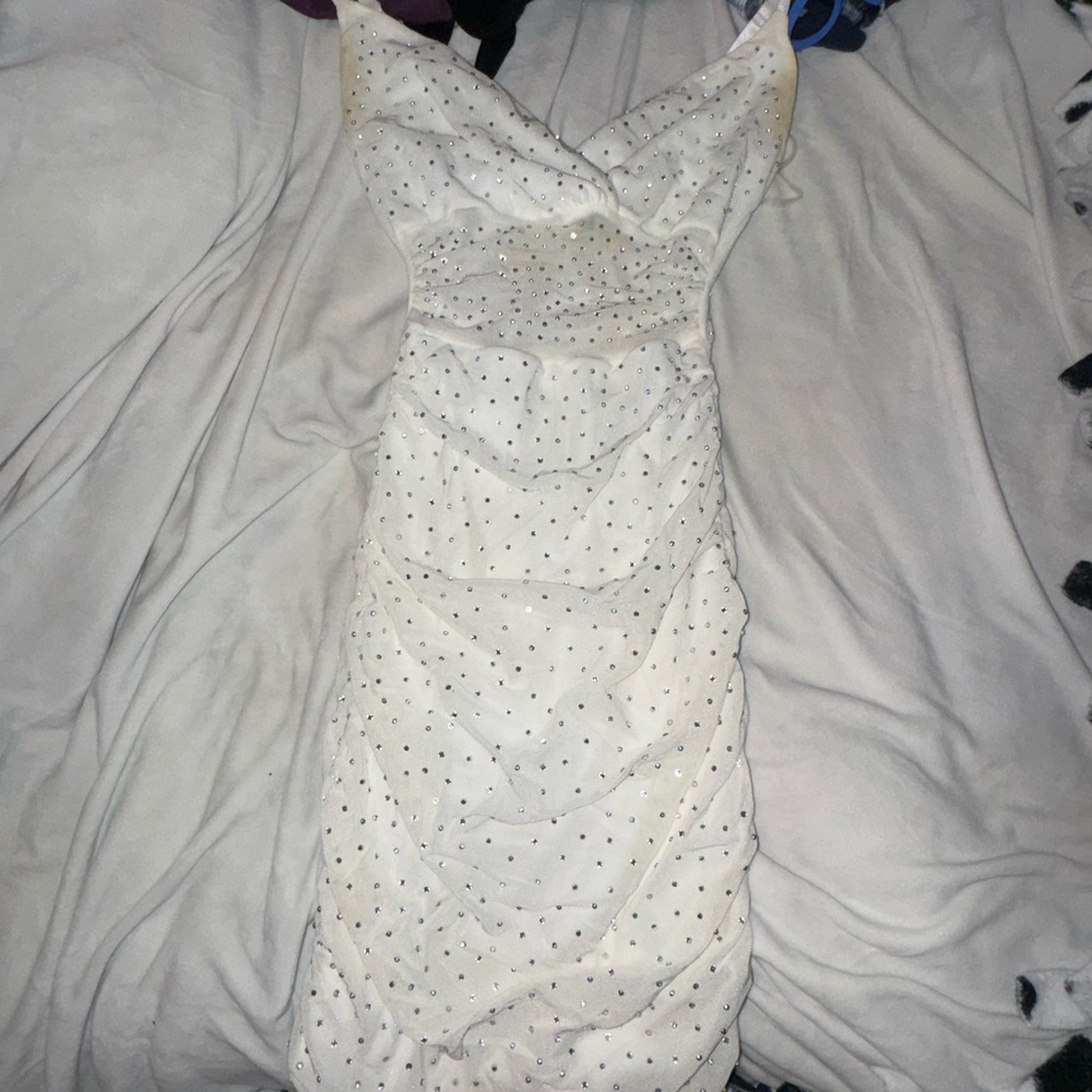 Windsor Strapless White Dress with Sparkles